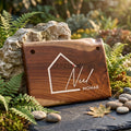 Personalised Teak Wood House Name Plate – Modern Engraved Sign with Epoxy Inlay (Outdoor Waterproof)