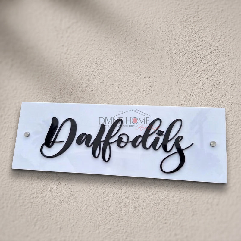 Personalised Acrylic House Name Plate – Modern Minimalist Sign with Raised Letters (Outdoor Waterproof)