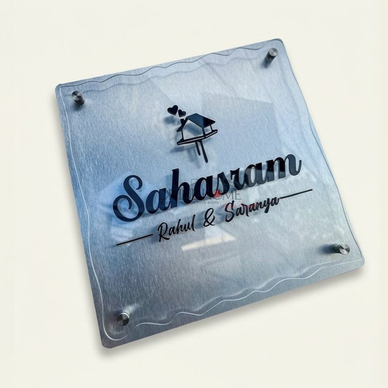 Personalised Acrylic & Aluminium House Name Plate – Modern Clear Panel Sign with Raised Letters (Outdoor Waterproof)