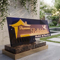 Luxury Personalised House Name Plate – Acrylic & Aluminium Layered Sign with Gold Letters (Modern Premium Outdoor Design)
