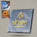 Personalised Acrylic & Aluminium House Name Plate – Modern Ganesha Design with Gold Letters (Outdoor Waterproof)