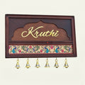 Personalised Teak Wood Name Plate with Brass Bells – Decorative Traditional Design (Outdoor Waterproof)