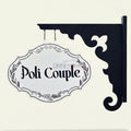 Personalised Hanging Wooden Name Plate with Wall Bracket – Double Sided Outdoor Sign (Weatherproof)