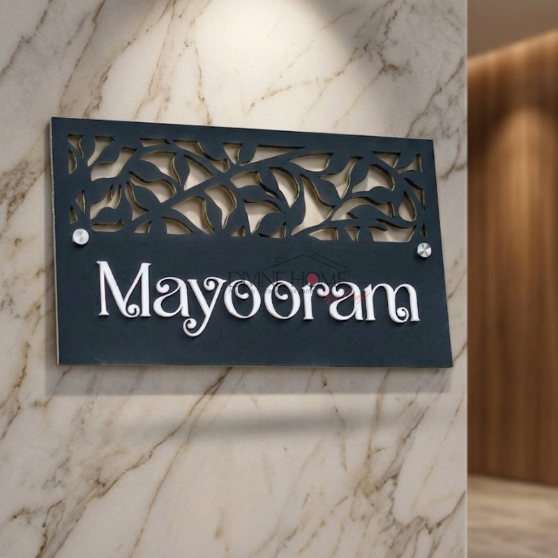 Custom Acrylic Name Plate with Laser Cut Design – Modern Outdoor Sign with Raised Letters