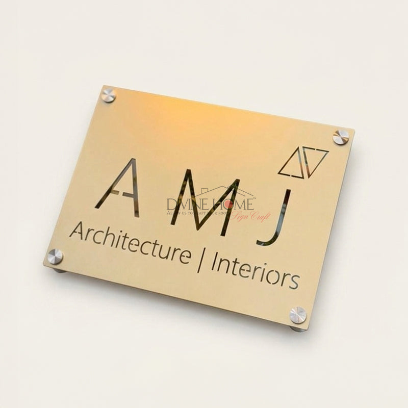 Custom Laser Cut Metal Name Plate with Matte Finish – Modern Business Sign (Outdoor Waterproof)