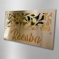 Premium Stainless Steel Titanium Gold Name Plate with Laser Cut Design – Modern Outdoor Sign