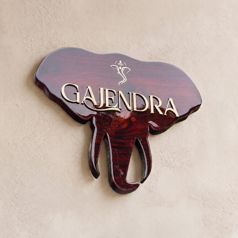 Premium Teak Wood Name Plate with Gold Acrylic Lettering – Luxury High Gloss Outdoor Sign