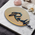 Modern Round GI Metal Name Plate with Raised Script Lettering – Custom Minimal Outdoor Sign