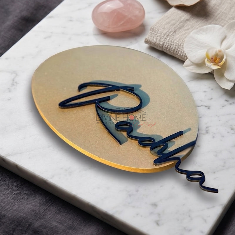 Modern Round GI Metal Name Plate with Raised Script Lettering – Custom Minimal Outdoor Sign