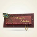 Traditional Wooden Name Plate with Flute & Brass Bells – Premium Decorative Outdoor Sign
