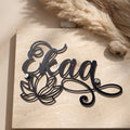 Elegant Floral Metal Name Plate – Custom Laser Cut Outdoor Sign with Lotus Design