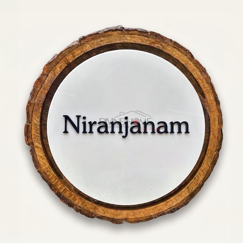Round Wood Name Plate with Natural Edge Frame – Premium Custom Outdoor Sign