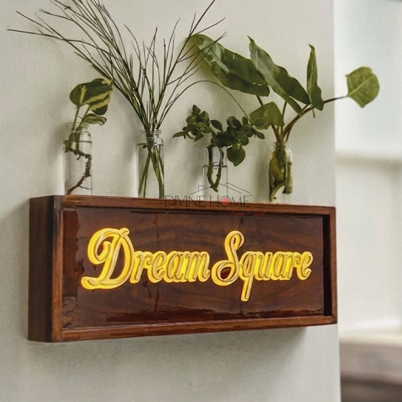 Illuminated Teak Wood Name Plate with LED Letters – Premium Custom Outdoor Sign