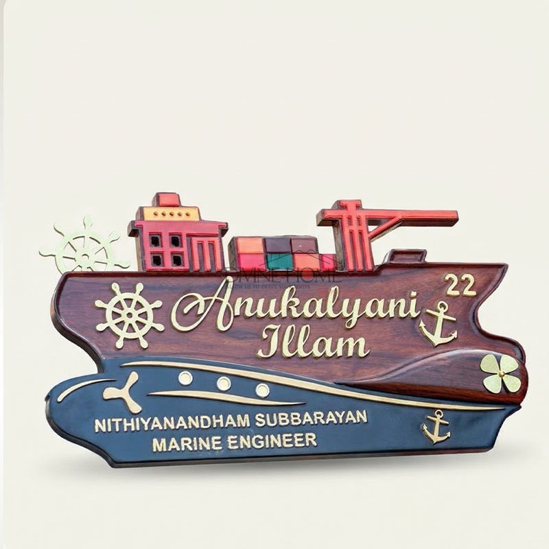 Custom 3D Themed Teak Wood Name Plate – Premium Designer Signage