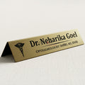 Brushed Gold Metal Desk Name Plate – Premium Executive Wedge Sign