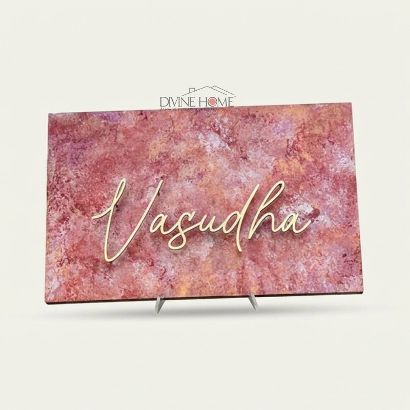 Custom Wooden Name Plate with Textured Finish & Metal Letters